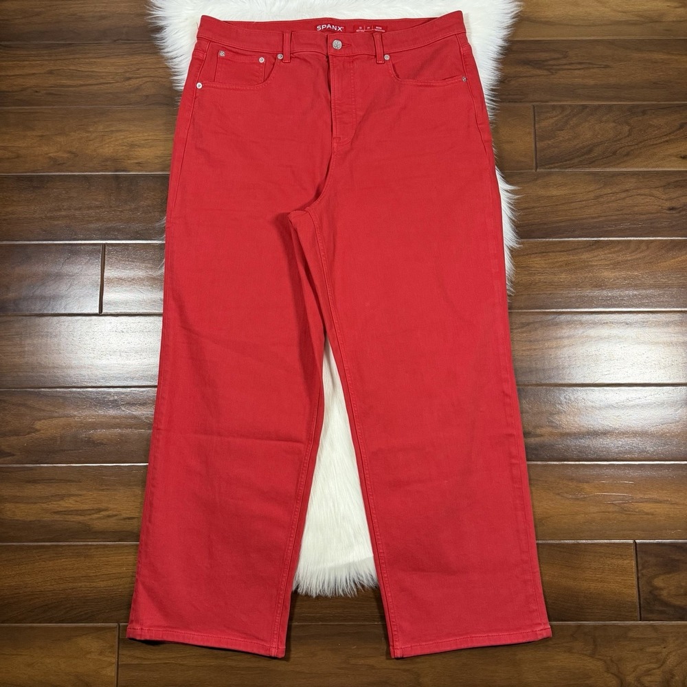 Spanx Women's Size 1X Red 90s Authentic 360 Straight Leg Jeans 21913R‎